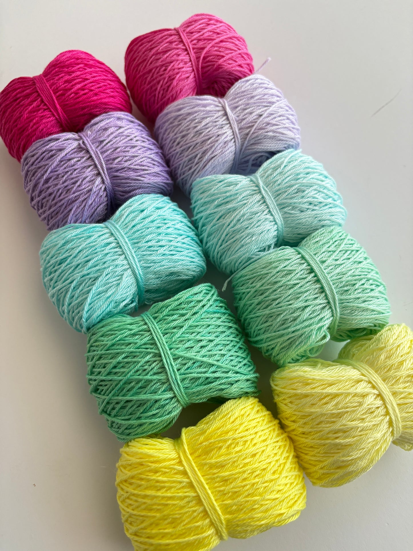 Pastel Pops (light/darks) - 10x 25g Amigurumi Egyptian cotton set, Hand Dyed Cotton 4ply