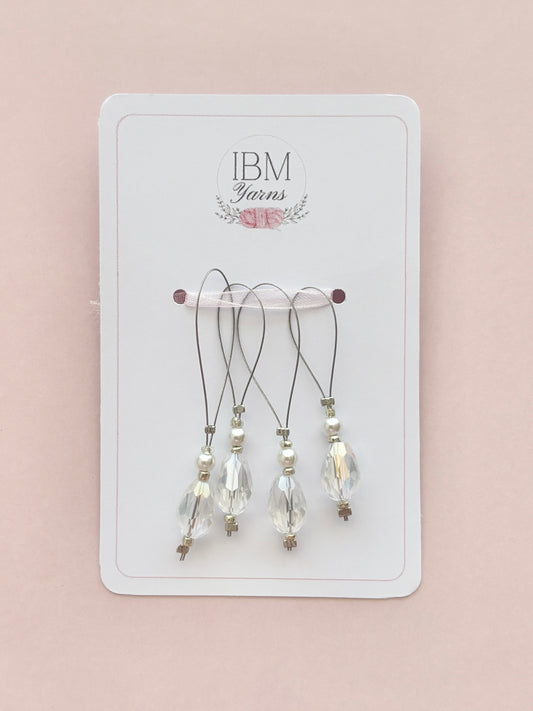 Handmade Stitch Markers - Glass Drops - Set of 4