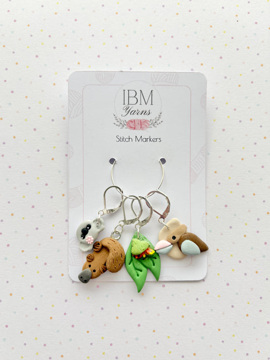 Polymer Clay Stitch Markers - Australiana