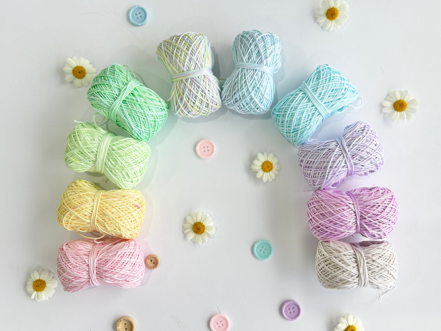 Pastel Pops (rainbow mix) - 10x 25g Amigurumi Egyptian cotton set, Hand Dyed Cotton 4ply
