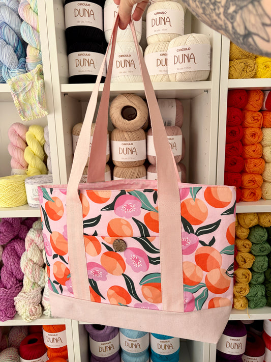 Peaches - Knitting & Crochet Project Tote with Matching Pouch