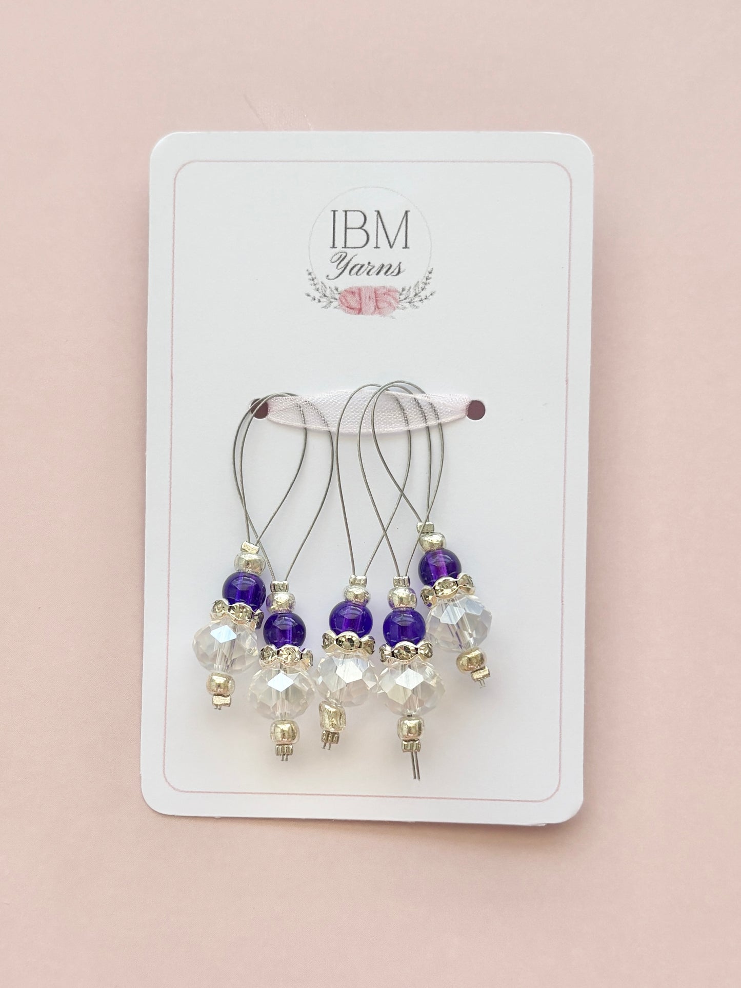 Handmade Stitch Markers - Round Glass - Set of 5