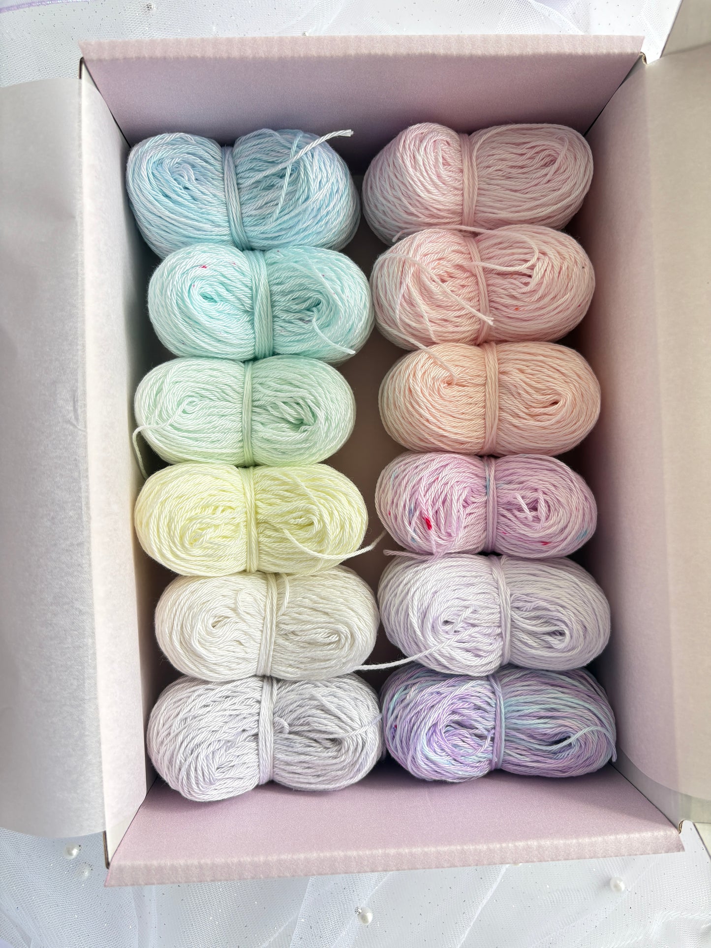 Pastel Pops "Unicorn Whisper" - 12x 25g Amigurumi Egyptian cotton set, Hand Dyed Cotton 4ply