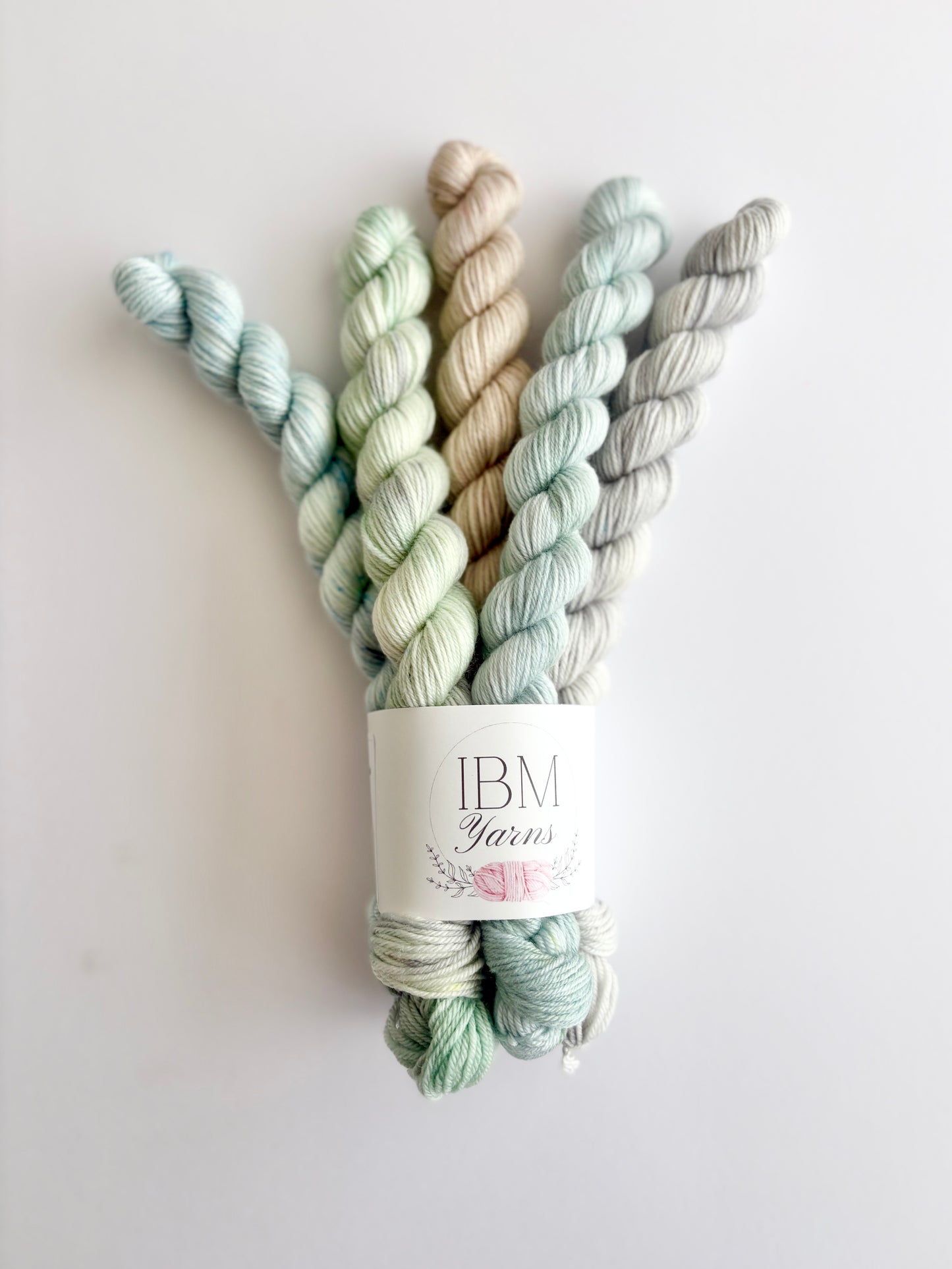 Whispers though the valley - Mini Sock Set, x5 20g skeins, Australian Merino/ Nylon Superwash