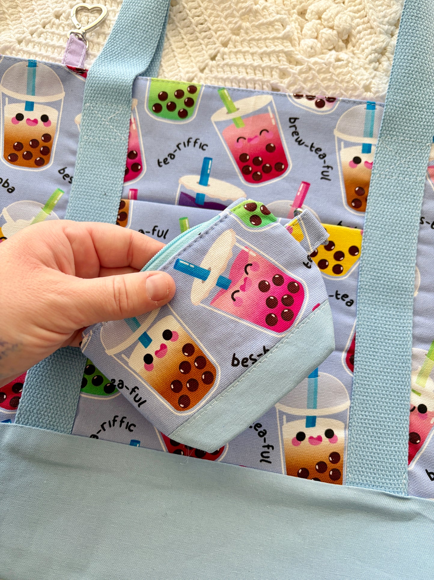 Boba - Knitting & Crochet Project Tote with Matching Pouch