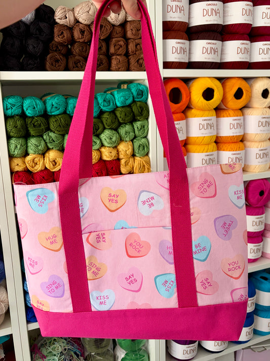Love Candy - Knitting & Crochet Project Tote with Matching Pouch
