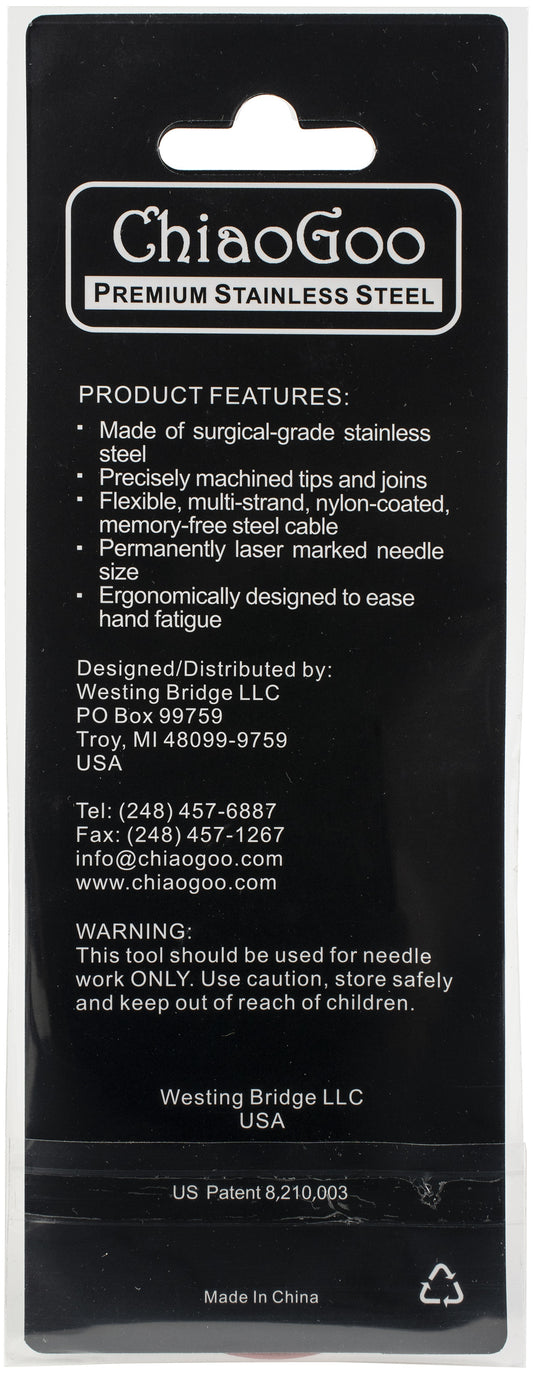 ChiaoGoo Red Circular Knitting Needles 9" (23 cm) 2.25mm