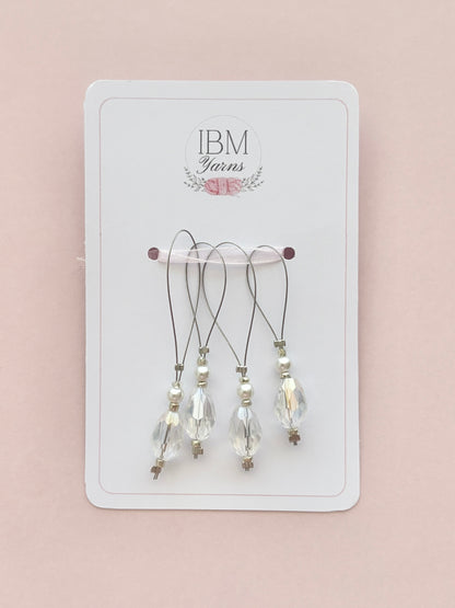 Handmade Stitch Markers - Glass Drops - Set of 4