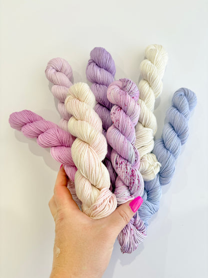 Indigo Blooms Collection - 7x 50g cakes 100% Egyptian Giza cotton mercerised - hand dyed yarn set