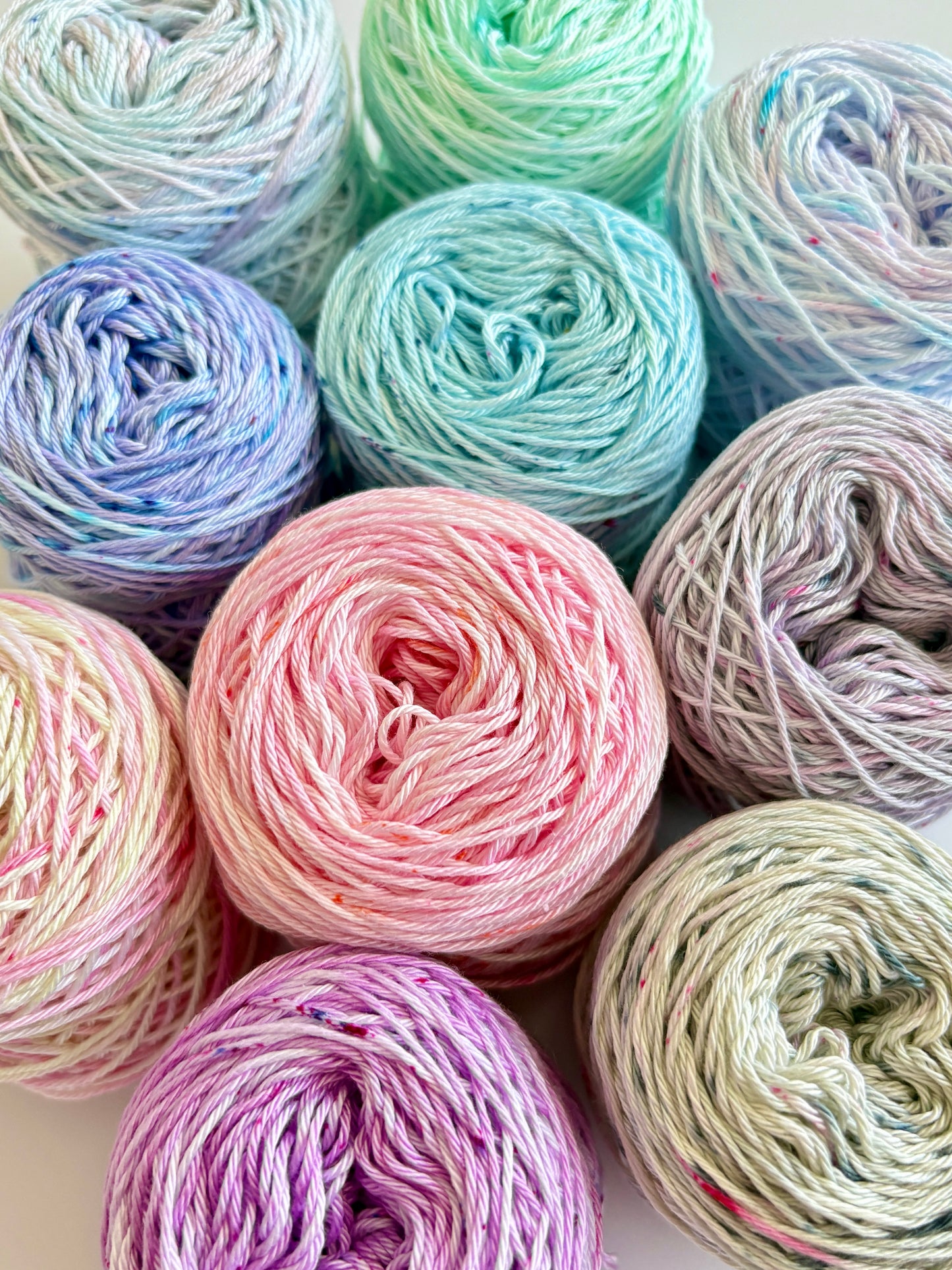 Pastel Pops "speckles" - 10x 25g Amigurumi Egyptian cotton set, Hand Dyed Cotton 4ply