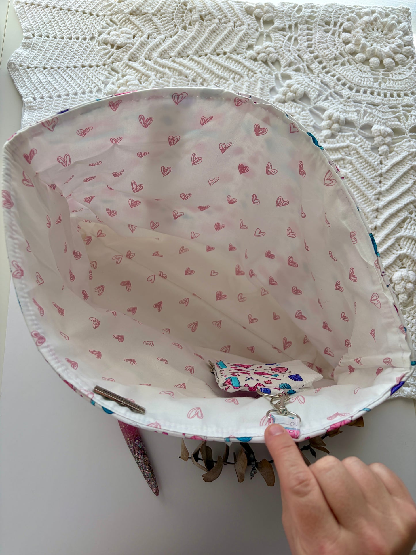 Yarn and Bobbins - Knitting & Crochet Project Tote with Matching Pouch