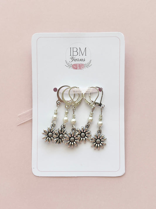 Handmade Stitch Markers - Daisy - Set of 5