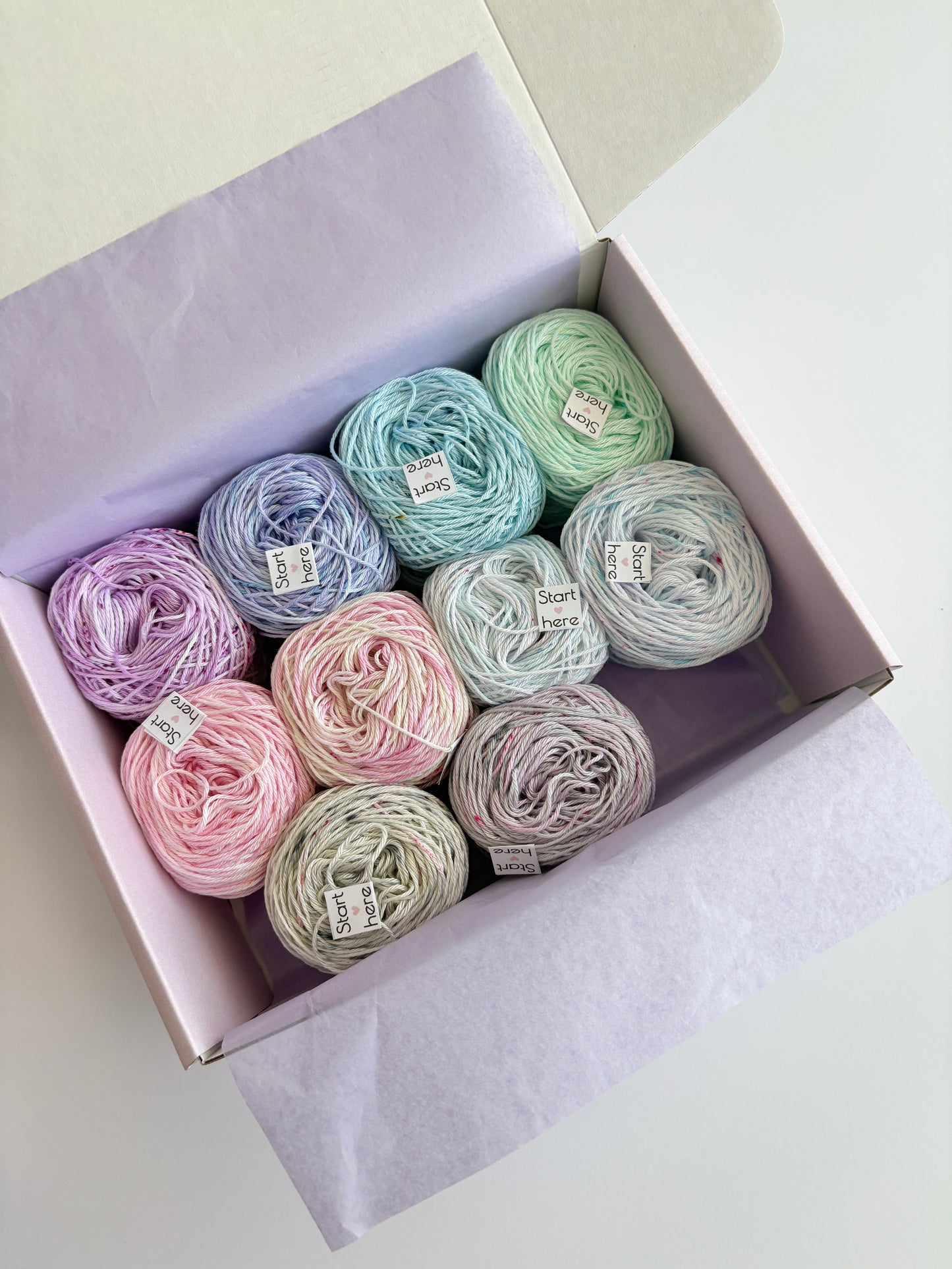 Pastel Pops "speckles" - 10x 25g Amigurumi Egyptian cotton set, Hand Dyed Cotton 4ply