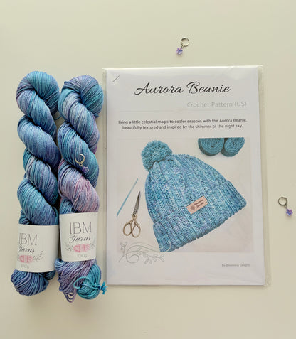 Aurora Beanie Crochet Pattern and Yarn Bundle