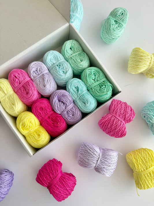 Pastel Pops (light/darks) - 10x 25g Amigurumi Egyptian cotton set, Hand Dyed Cotton 4ply