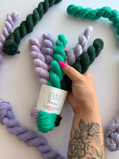 “Lavender Bouquet” - Mini Sock Set, x5 20g skeins, Australian Merino/ Nylon Superwash