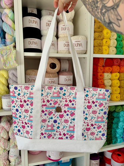 Yarn and Bobbins - Knitting & Crochet Project Tote with Matching Pouch