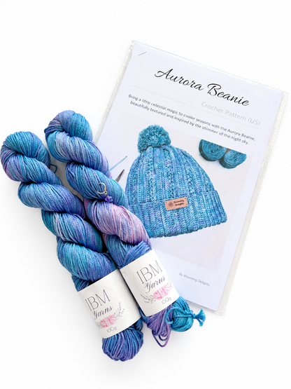 Aurora Beanie Crochet Pattern and Yarn Bundle