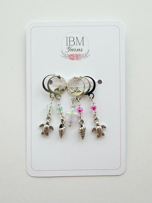 Handmade Stitch Markers - Seaside - Set of 5