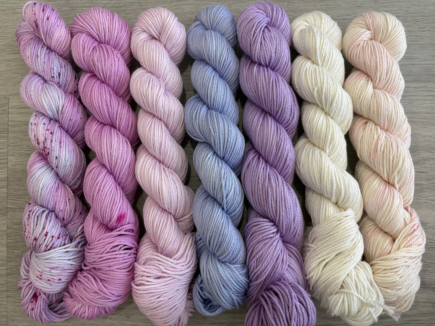Indigo Blooms Collection - 7x 50g cakes 100% Egyptian Giza cotton mercerised - hand dyed yarn set