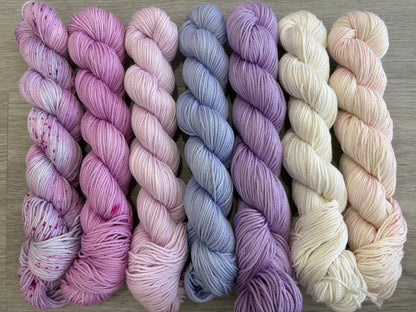Indigo Blooms Collection - 7x 50g cakes 100% Egyptian Giza cotton mercerised - hand dyed yarn set