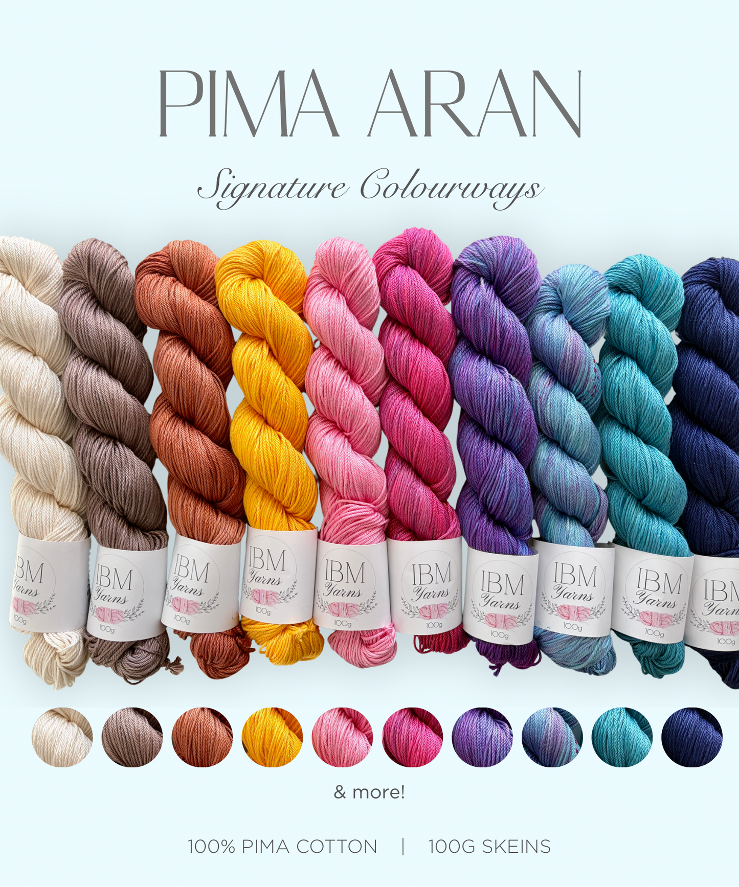 100% Pima Cotton | 12 ply/ Aran