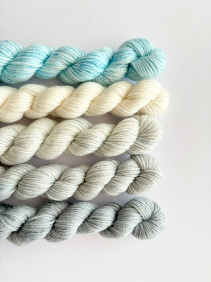 Up in the Clouds - Mini Sock Set, x5 20g skeins, Australian Merino/ Nylon Superwash
