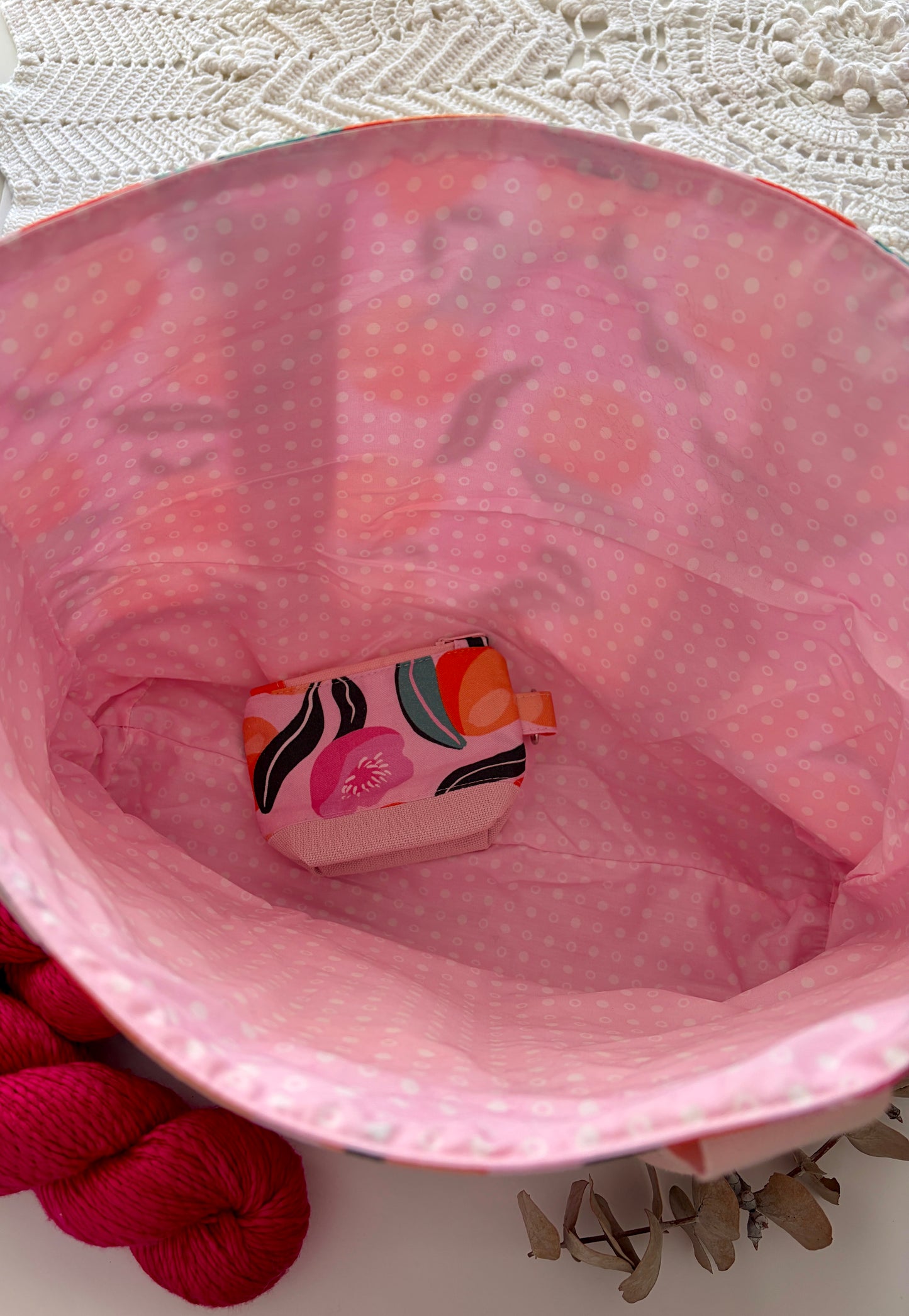Peaches - Knitting & Crochet Project Tote with Matching Pouch
