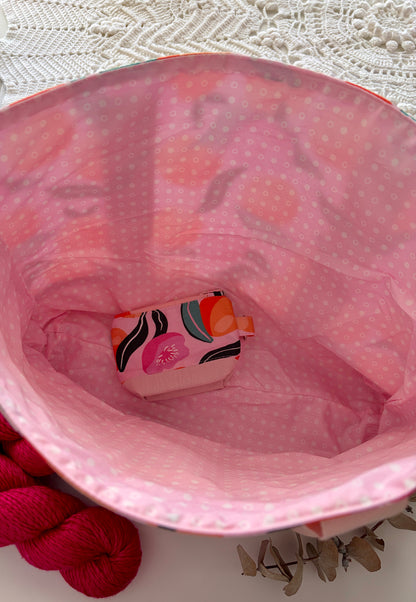 Peaches - Knitting & Crochet Project Tote with Matching Pouch