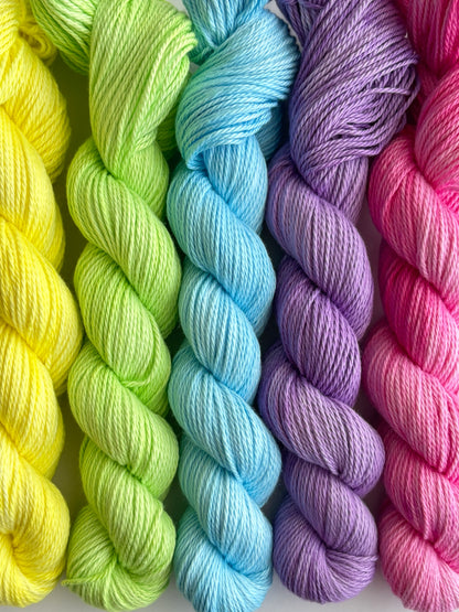 Blooming Brights - 8 ply Australian cotton set 50g cakes x6