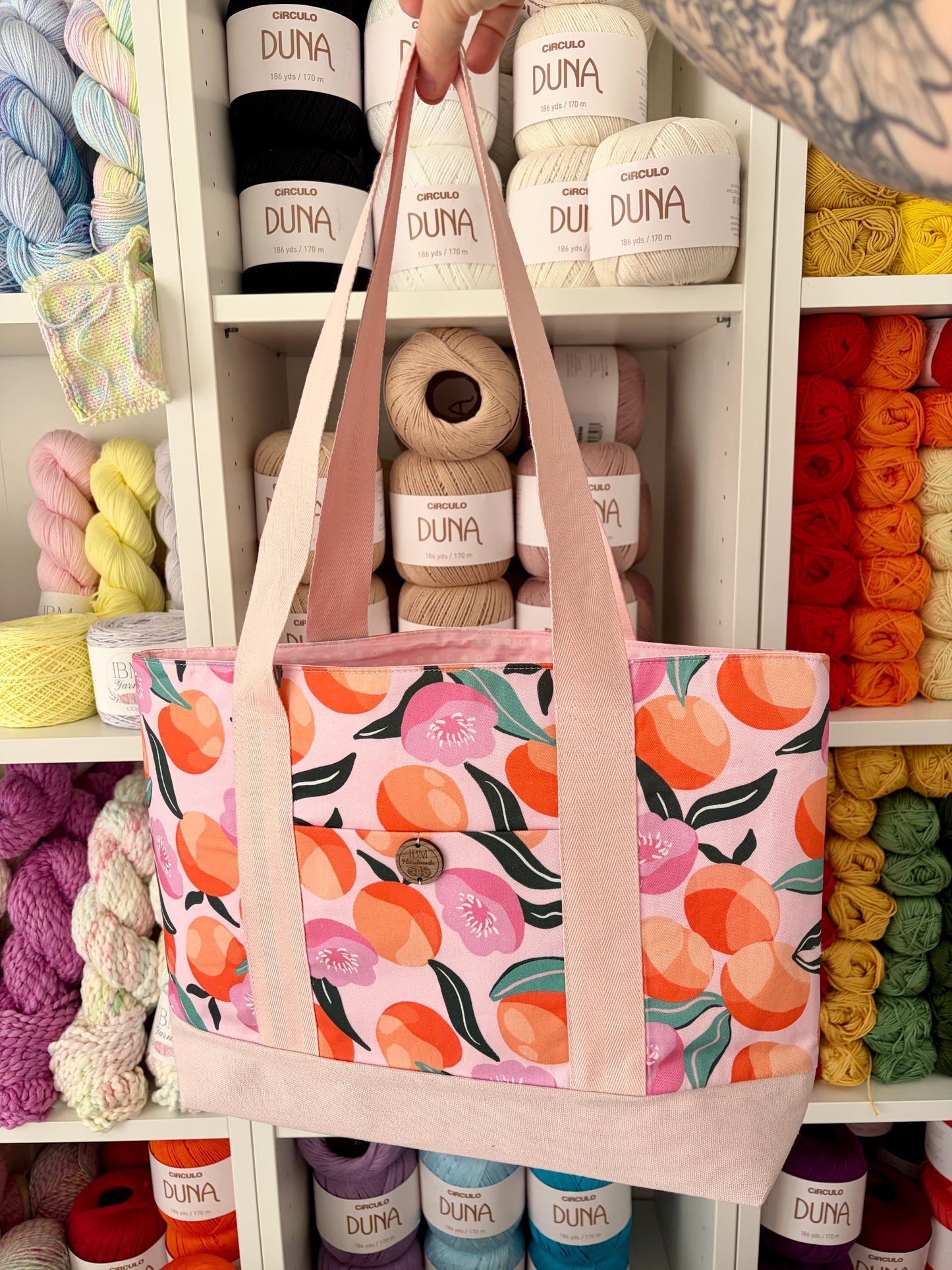 Peaches - Knitting & Crochet Project Tote with Matching Pouch