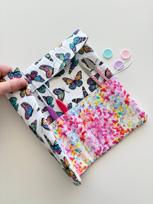 Rainbow Butterflies | Crochet Hook Pouch