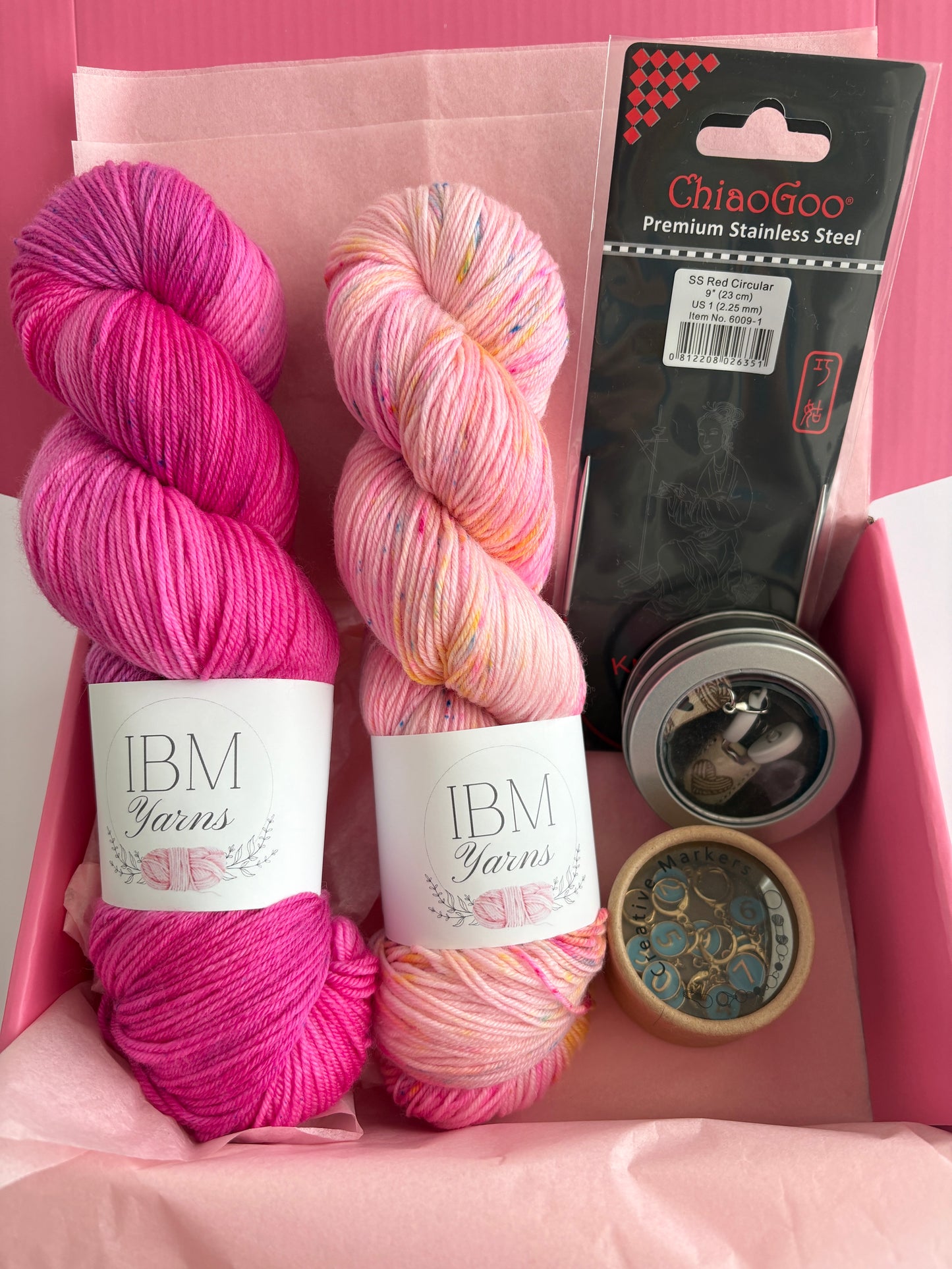 A Gift for Creative Hands - Merino Sock Yarn and notions gift box