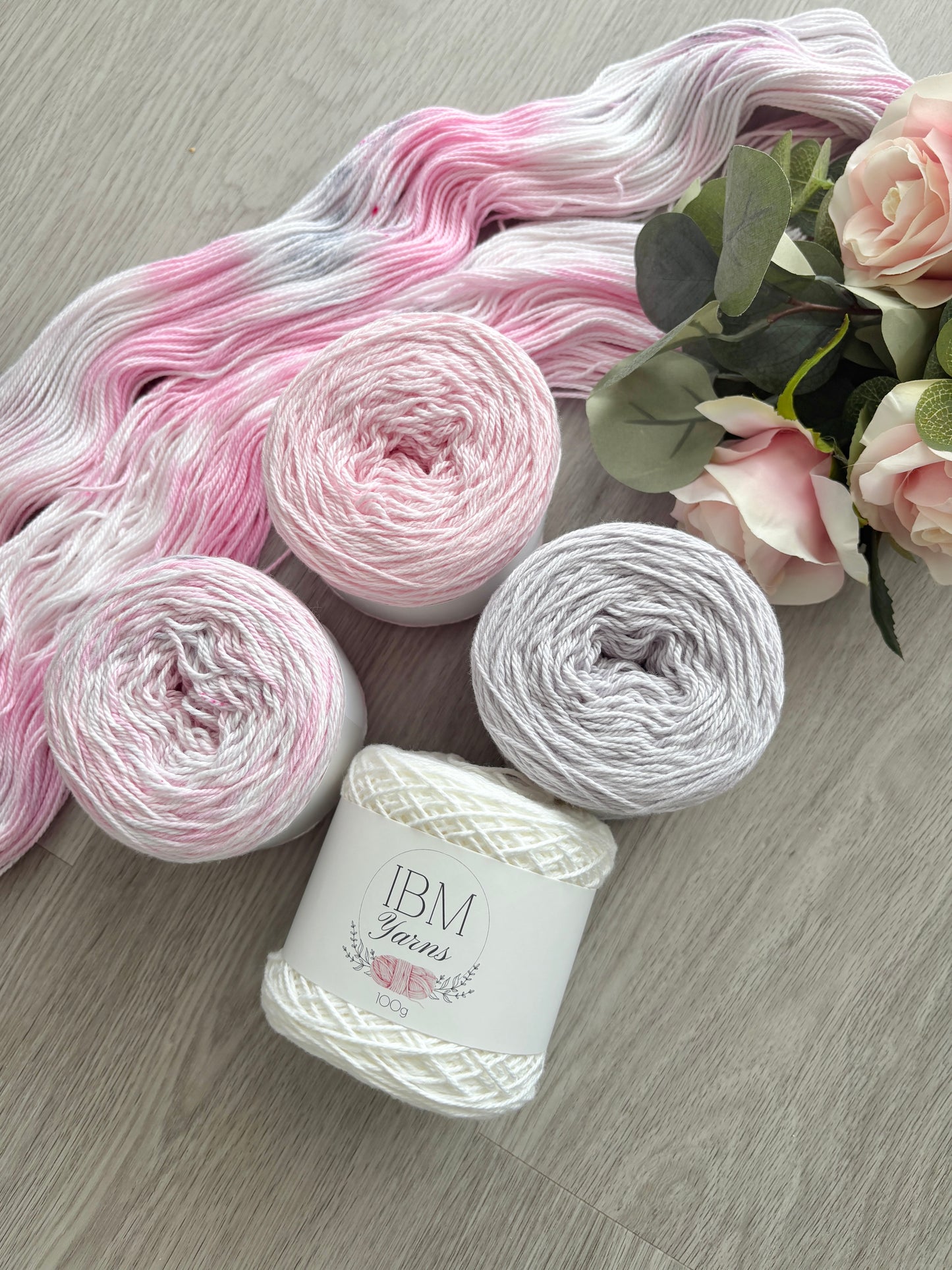 Pink and Grey Galah (variegated) 8ply 100g Australian Cotton