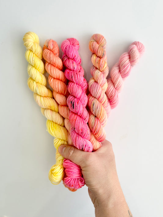 Sunkissed - Mini Sock Set, x5 20g skeins, Australian Merino/ Nylon Superwash - IBM Yarns