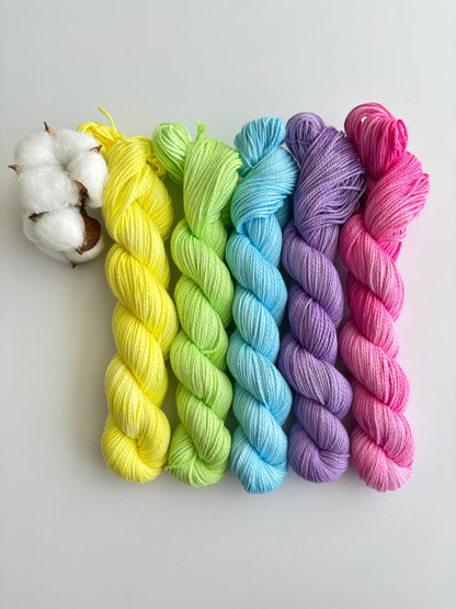 Blooming Brights - 8 ply Australian cotton set 50g cakes x6