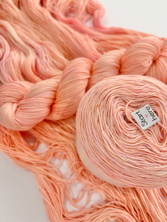 Peachy Pink - 4 ply, 100% Pima cotton Hand Dyed Cotton