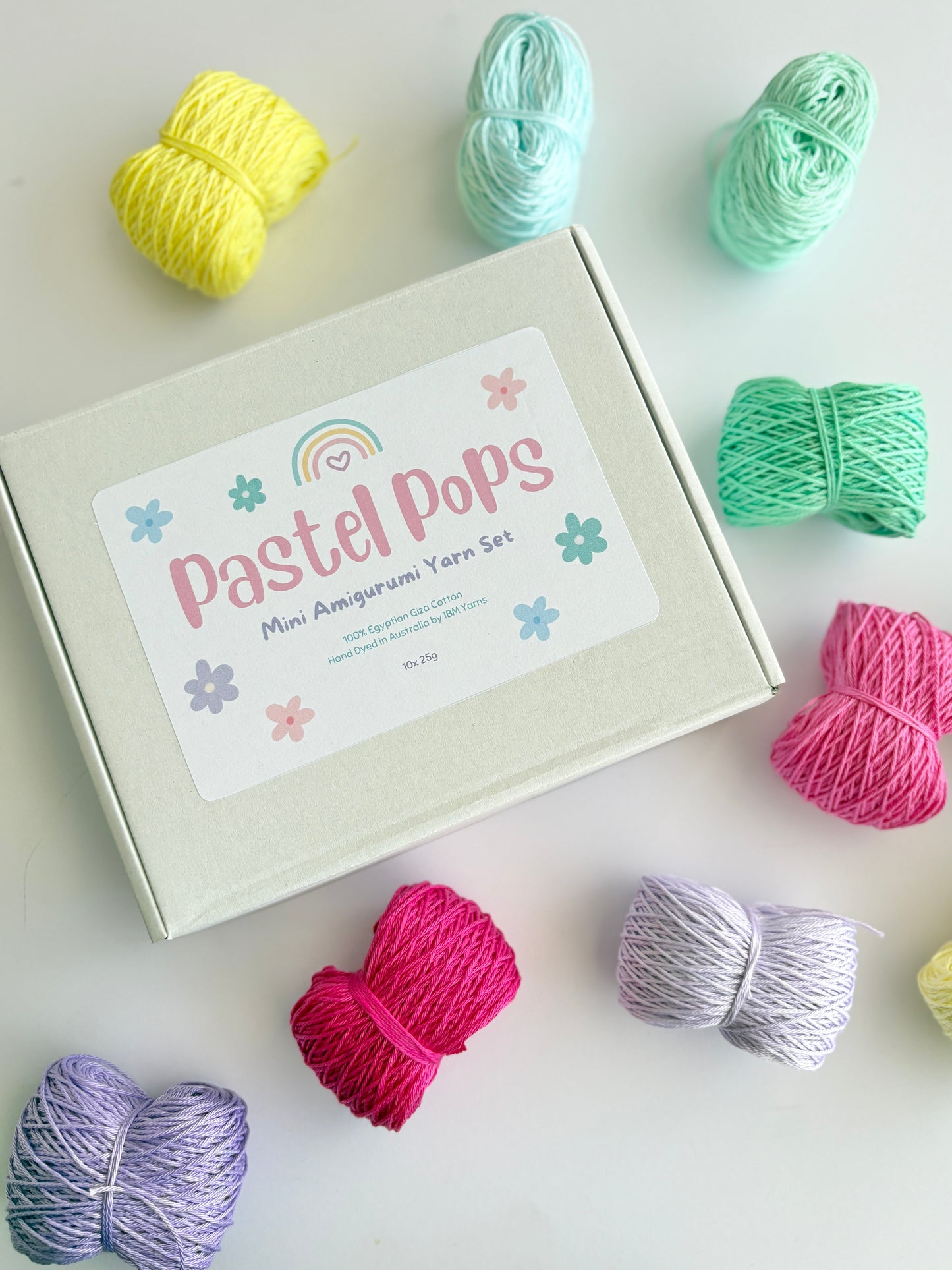 Pastel Pops (light/darks) - 10x 25g Amigurumi Egyptian cotton set, Hand Dyed Cotton 4ply
