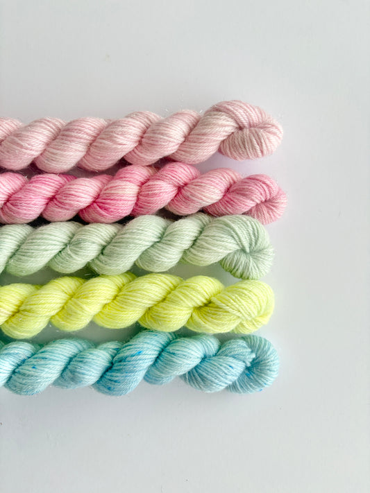 Cupcakes Mini Sock Set skeins Australian Merino/ Nylon Superwash  x5 20g