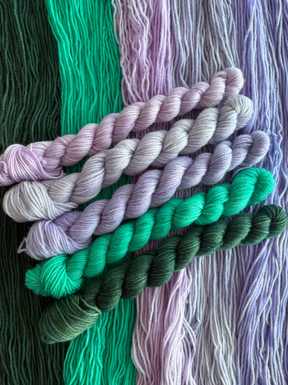 “Lavender Bouquet” - Mini Sock Set, x5 20g skeins, Australian Merino/ Nylon Superwash