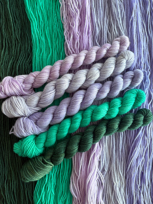 Lavender Bouquet Mini Sock Set, Australian Merino/ Nylon Superwash x5 20g skeins
