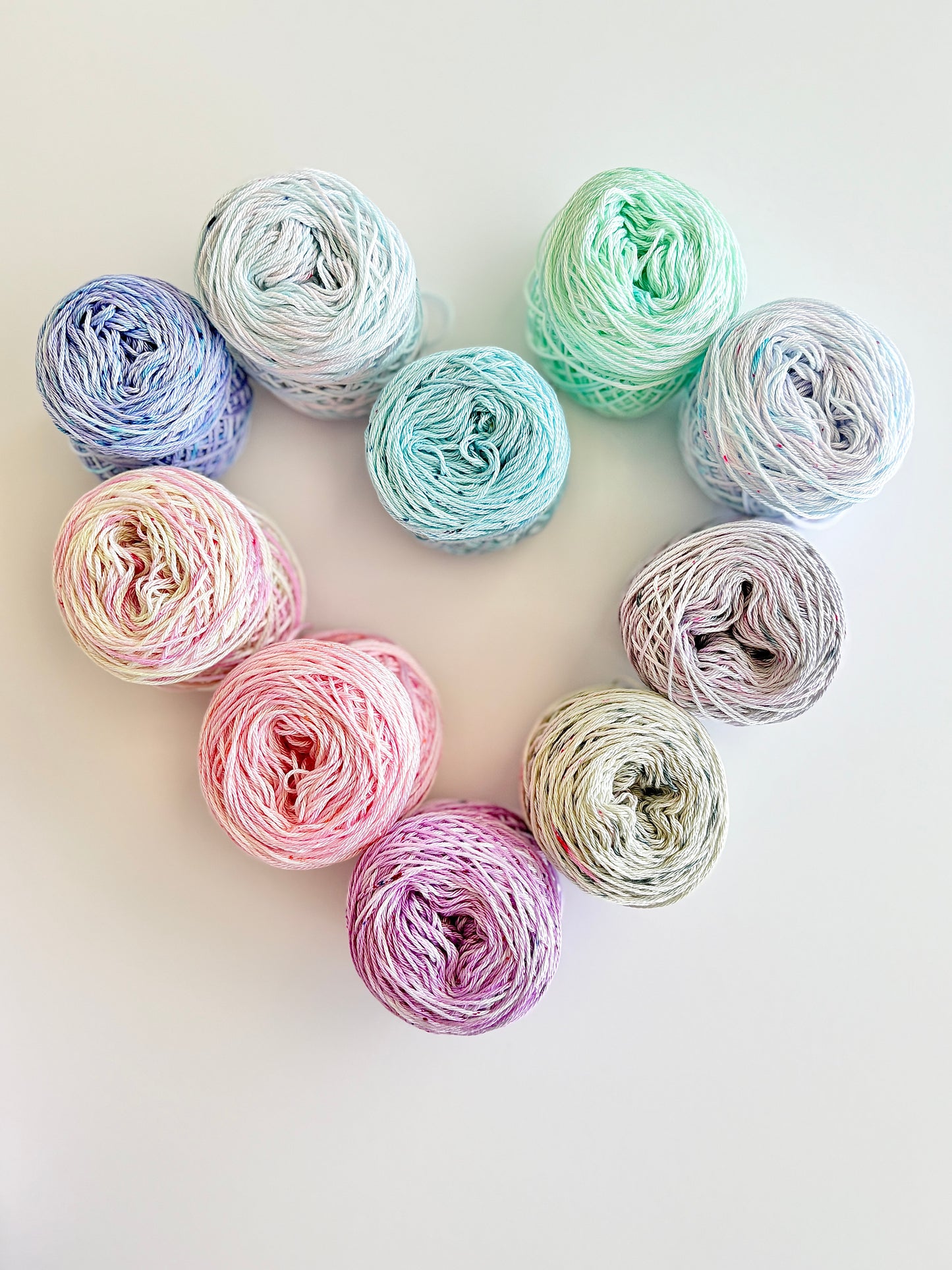 Pastel Pops "speckles" - 10x 25g Amigurumi Egyptian cotton set, Hand Dyed Cotton 4ply