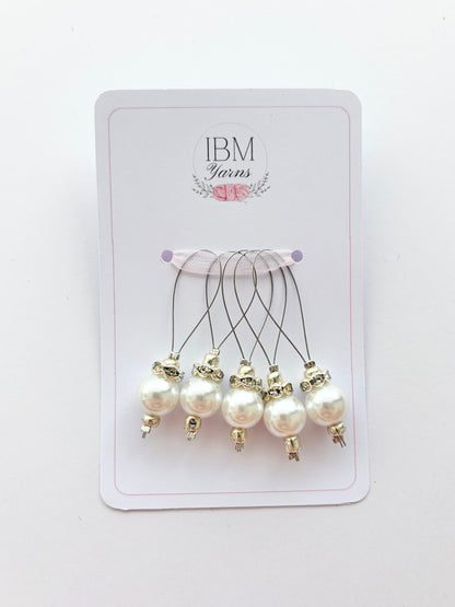 Handmade Stitch Markers- Pearl - Set of 5