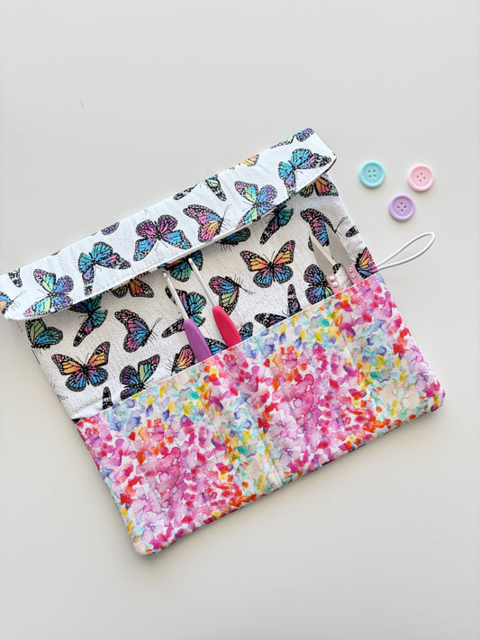 Rainbow Butterflies | Crochet Hook Pouch