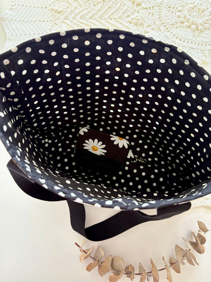 Daisies - Knitting & Crochet Project Tote with Matching Pouch