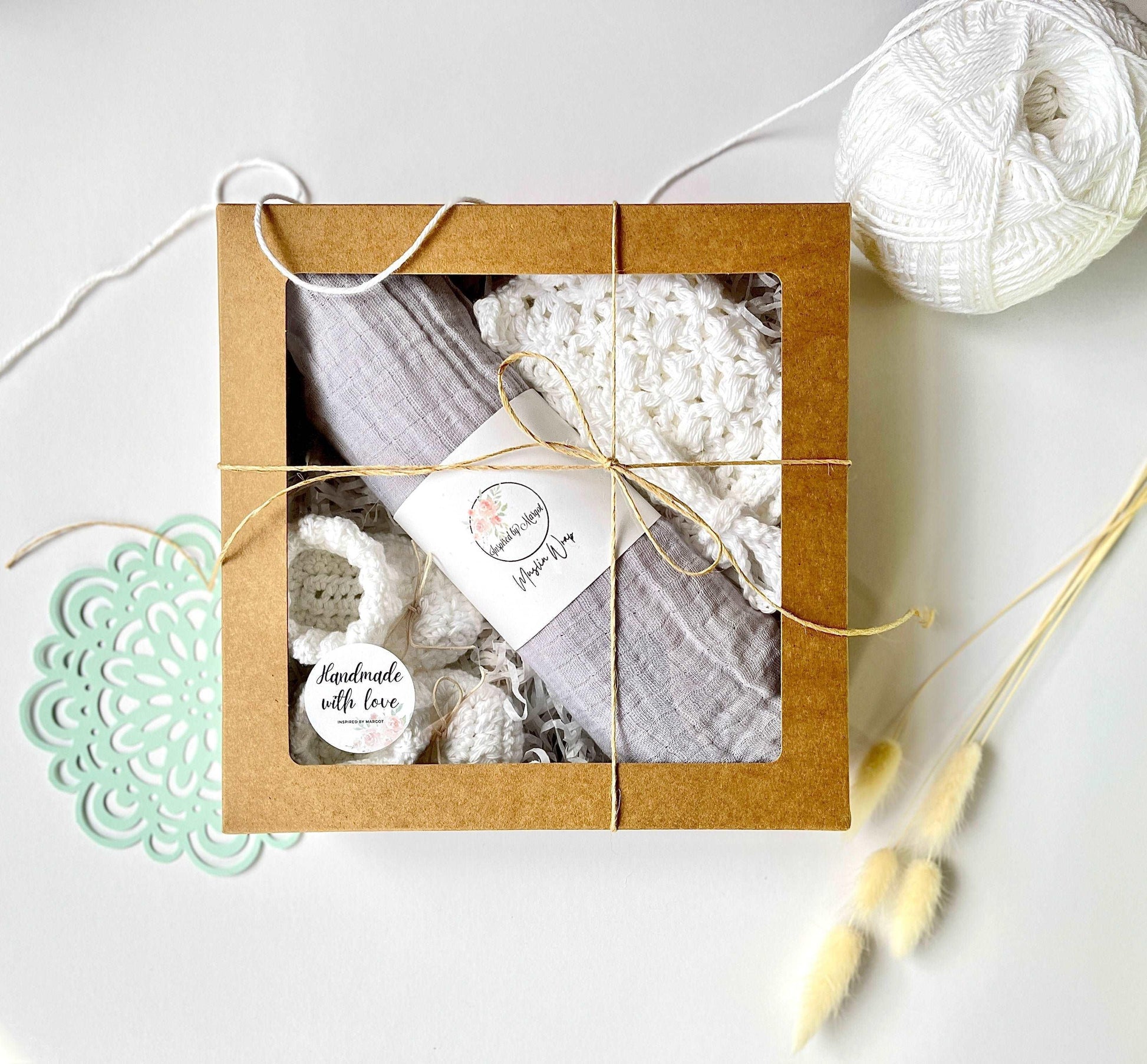 Newborn Bonnet and Booties gift set - IBM Yarns
