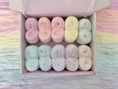 Pastel Pops "Unicorn Whisper" - 10x 25g Amigurumi Egyptian cotton set, Hand Dyed Cotton 4ply