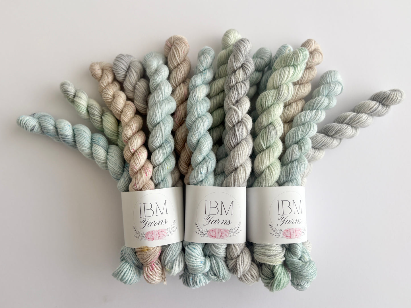 Whispers though the valley - Mini Sock Set, x5 20g skeins, Australian Merino/ Nylon Superwash