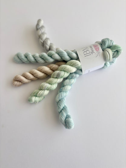 Whispers though the valley - Mini Sock Set, x5 20g skeins, Australian Merino/ Nylon Superwash