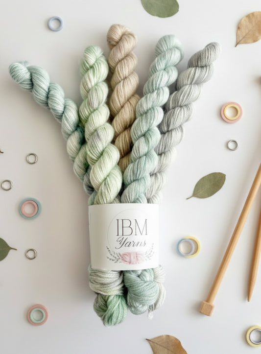 Whispers though the valley Mini Sock Set,  Australian Merino/ Nylon Superwash x5 20g skeins